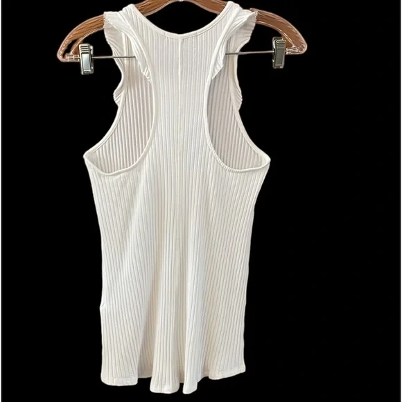 David Lerner New York Viscose Blend Ribbed Racerback White Tank Top Size S - Picture 5 of 9